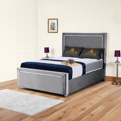 UKBEDFURNITURE Ariana Grey Plush Valvet Upholstered Gas Lift Ottoman Storage Bed -  With 48 Inch Headboard - image 1