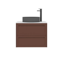 Royal Bathrooms Royal Bathroom Elmore 700mm Terracotta Clay Wall Mounted Bathroom Vanity Unit 2 Drawer Plain White Worktop With Art Round Basin - thumbnail 7