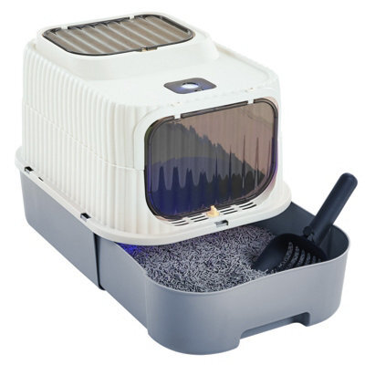 Darphe Grey Double-Door Detachable Cat Litter Box, 37Cm W X 49Cm D - image 1