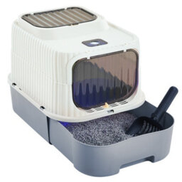 Darphe Grey Double-Door Detachable Cat Litter Box, 37Cm W X 49Cm D - thumbnail 1