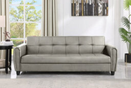 Mattress Guru Zinc 3 Seater Faux Leather Sofa Bed With Hidden Storage In Grey - thumbnail 2