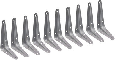 Shelf Bracket Grey 100X75mm   4X3 Inch Wall Mounted Shelving Support Corner Brackets, Multi Purpose Use, Pack Of 10 - image 1