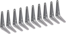 Shelf Bracket Grey 100X75mm   4X3 Inch Wall Mounted Shelving Support Corner Brackets, Multi Purpose Use, Pack Of 10 - thumbnail 1