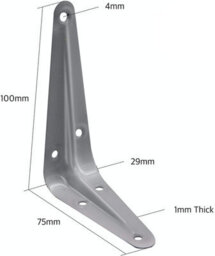 Shelf Bracket Grey 100X75mm   4X3 Inch Wall Mounted Shelving Support Corner Brackets, Multi Purpose Use, Pack Of 10 - thumbnail 3