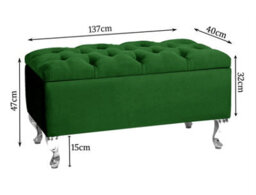 Londona 137Cm Chesterfield Ottoman Storage Bench - Plush Velvet Shoe Bench - Forest Green Upholstery Footstool With Storage - thumbnail 3