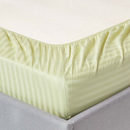 Homescapes Sage Green Egyptian Cotton Satin Stripe Fitted Sheet 330 Tc, Single - thumbnail 2
