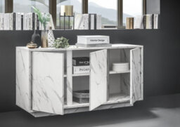 FurniComp LTD Furnicomp Glacia 3 Door 138Cm White Marble Effect Sideboard - thumbnail 2