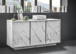 FurniComp LTD Furnicomp Glacia 3 Door 138Cm White Marble Effect Sideboard - thumbnail 1
