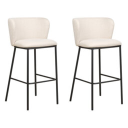 Beliani Set Of 2 Fabric Bar Chairs Off-White Mina