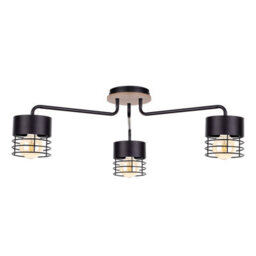Luminosa Lighting Luminosa Casa Multi Arm Semi Flush Ceiling Light Black, Wood, 70Cm, 3X E27