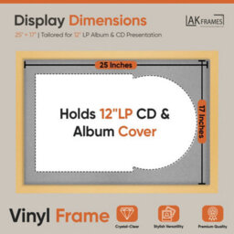 "AK Frames 25X17"" Matte Yellow Modern Vinyl Record Frame With Silver Mount For 12 Inch Lp Cover & Disc - Overlapped Design" - thumbnail 2