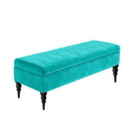 Safar Plain 90Cm Ottoman Storage Bench - Plush Velvet Shoe Bench - Teal Upholstery Footstool With Storage