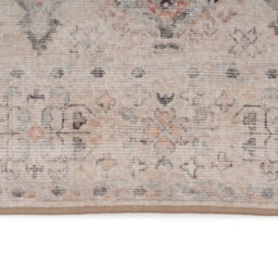 Loomed Vintage Design Cotton Chenille Rug Cream Grey Beige Machine Washable 60Cm X 240Cm - thumbnail 3