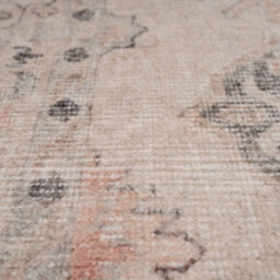 Loomed Vintage Design Cotton Chenille Rug Cream Grey Beige Machine Washable 60Cm X 240Cm - thumbnail 5