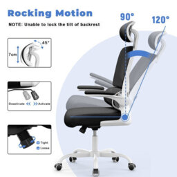 Onemill Ergonomic Office Chair,swivel Computer Chair With Rocking Function And Flip-Up Armrests,black&white - thumbnail 5