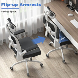 Onemill Ergonomic Office Chair,swivel Computer Chair With Rocking Function And Flip-Up Armrests,black&white - thumbnail 4