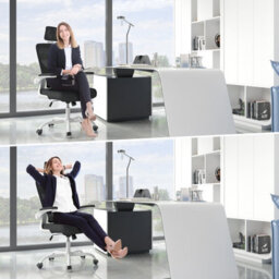 Onemill Ergonomic Office Chair,swivel Computer Chair With Rocking Function And Flip-Up Armrests,black&white - thumbnail 3