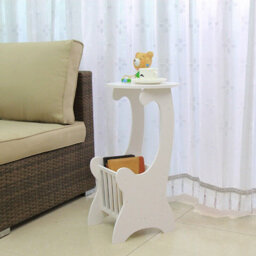 Round Coffee Table With Magzine Rack Sofa Living Room End Table Small Furniture - thumbnail 6