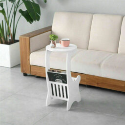 Round Coffee Table With Magzine Rack Sofa Living Room End Table Small Furniture - thumbnail 1