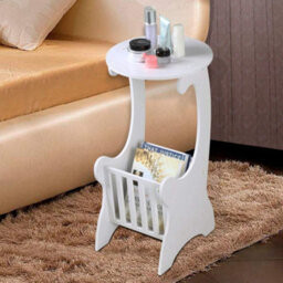 Round Coffee Table With Magzine Rack Sofa Living Room End Table Small Furniture - thumbnail 5