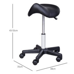 Homcom Saddle Stool Adjustable Rolling Salon Chair For Massage Spa Beauty Black - thumbnail 3