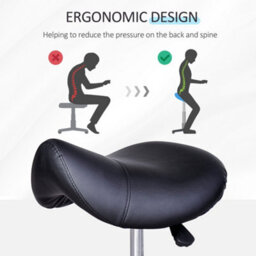Homcom Saddle Stool Adjustable Rolling Salon Chair For Massage Spa Beauty Black - thumbnail 7