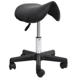 Homcom Saddle Stool Adjustable Rolling Salon Chair For Massage Spa Beauty Black - thumbnail 2