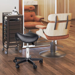 Homcom Saddle Stool Adjustable Rolling Salon Chair For Massage Spa Beauty Black - thumbnail 1