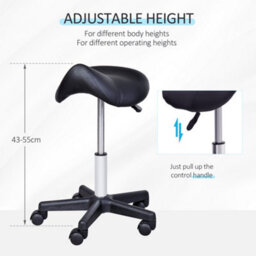 Homcom Saddle Stool Adjustable Rolling Salon Chair For Massage Spa Beauty Black - thumbnail 4