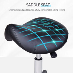 Homcom Saddle Stool Adjustable Rolling Salon Chair For Massage Spa Beauty Black - thumbnail 6