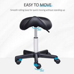 Homcom Saddle Stool Adjustable Rolling Salon Chair For Massage Spa Beauty Black - thumbnail 5