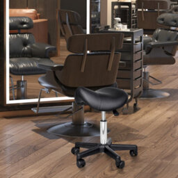 Homcom Saddle Stool Adjustable Rolling Salon Chair For Massage Spa Beauty Black - thumbnail 8