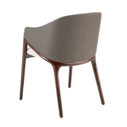 Angel Cerda Elegant Beige Fabric And Dark Mink Leatherette Dining Chair - thumbnail 6