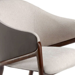 Angel Cerda Elegant Beige Fabric And Dark Mink Leatherette Dining Chair - thumbnail 4