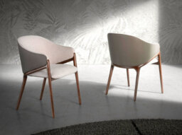 Angel Cerda Elegant Beige Fabric And Dark Mink Leatherette Dining Chair - thumbnail 2