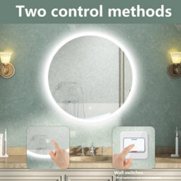 AVER-GROWTH Led Bathroom Mirrors 3 Colour Lighting Modes Round Demister Pad Anti-Fog Touch/wall Switch Dimmable Wall Mirror 600X600mm - thumbnail 5