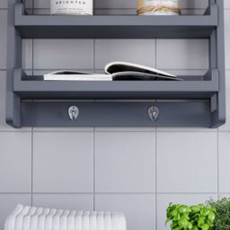 Hayle Matt Grey Wood Rectangular Wall-Mounted Bathroom Shelf (D)20Cm (H)53Cm (L)20Cm - thumbnail 8
