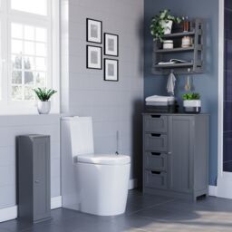 Hayle Matt Grey Wood Rectangular Wall-Mounted Bathroom Shelf (D)20Cm (H)53Cm (L)20Cm - thumbnail 9