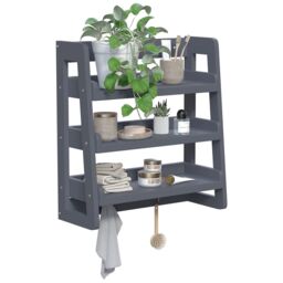 Hayle Matt Grey Wood Rectangular Wall-Mounted Bathroom Shelf (D)20Cm (H)53Cm (L)20Cm - thumbnail 2