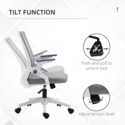 Vinsetto Mesh Office Chair With Lumbar Support, Flip-Up Arm, Wheels, Grey - thumbnail 8