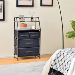 Gainoom Industrial 4 Drawers Dresser Organizer Fabric Storage Organizer Chest Of Drawers - thumbnail 4