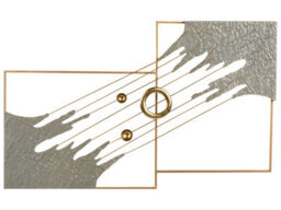 Wyld And Coco Atlas And Co Modern Iron Wall Sculpture Multicolor Abstract Panels With Gold Ring, W80 X H45Cm - thumbnail 1