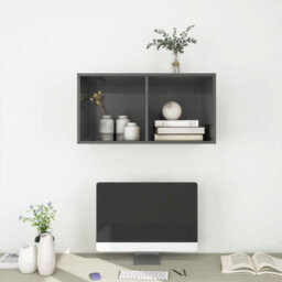 Berkfield Practical Wall-Mounted Tv Cabinet High Gloss Grey 37X37X72 Cm Engineered Wood - thumbnail 7