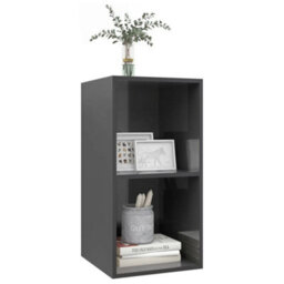 Berkfield Practical Wall-Mounted Tv Cabinet High Gloss Grey 37X37X72 Cm Engineered Wood - thumbnail 3