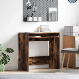 Berkfield Computer Desk Smoked Oak Particle Board Compact Simple - thumbnail 1