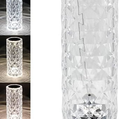 Biznest Carved Crystal Lamp Remote Control Table Lamp Multi-Color Led Light Changing Romantic Rose Prism Living Room