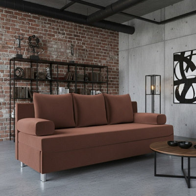 Dover Sofa Bed With Fold Out Sleeping Function Storage Upholstered Modern Design Includes Cushions Orange - image 1