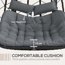 Outsunny Pe Hanging Swing Chair W/ Thick Cushion, Patio Hanging Chair, Black - thumbnail 6