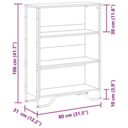 Berkfield Bookcase Grey Sonoma 80X31X106 Cm Engineered Wood - thumbnail 9