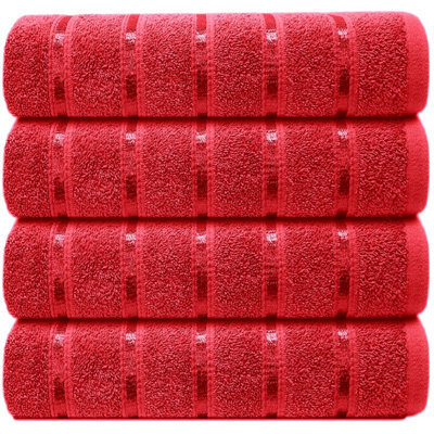 Casabella 4 Pk Bath Sheet Towel Set 80X140 Cm-Luxury 100% Cotton, Highly Absorbent Towel-Extra Large Bath Towels Red - image 1